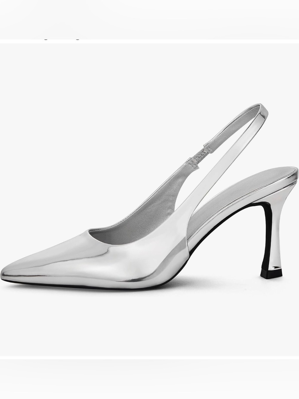 Slingback Pointed-Toe High Heel in Silver size 7